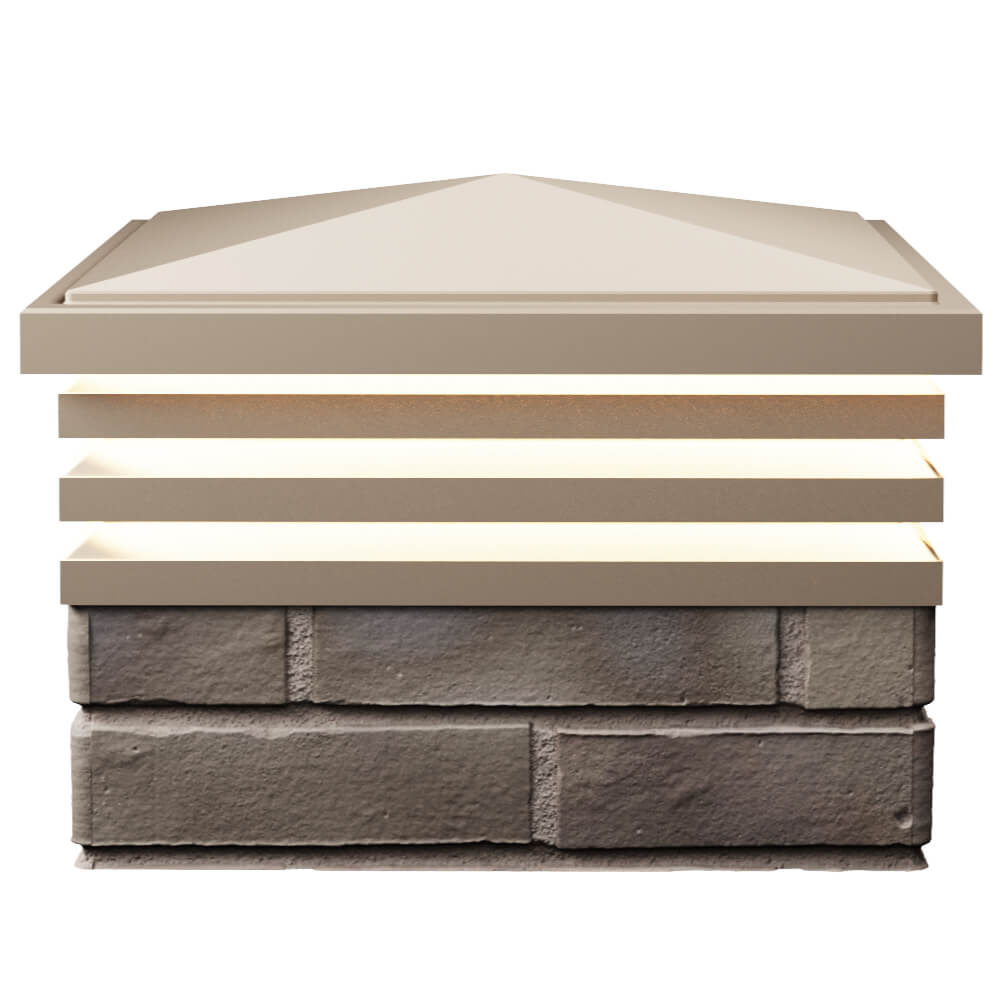 Колпак Zking Бона ХайТек Бежевый на столб 1.5х1.5 кирпича (385х385мм) с подсветкой в Пушкино фото