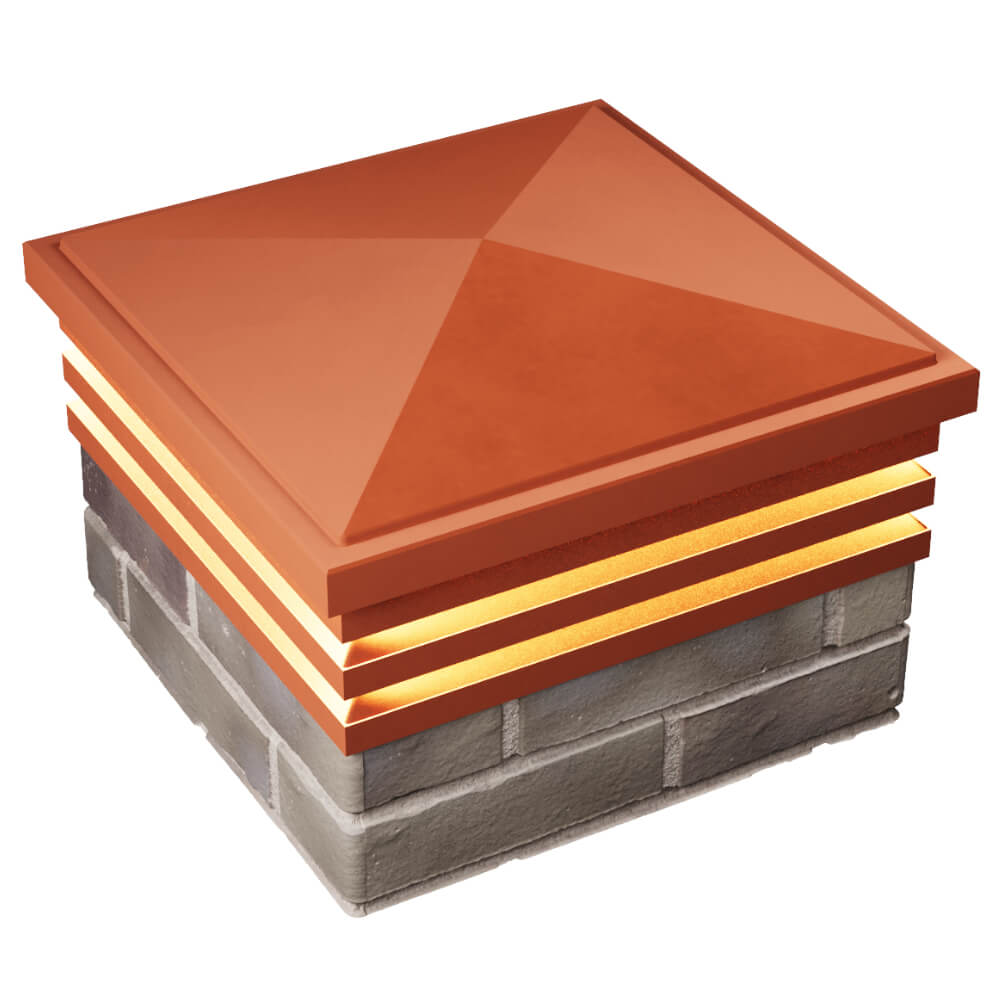 Колпак Zking Бона ХайТек Красный на столб 1.5х1.5 кирпича (385х385мм) с подсветкой в Пушкино фото