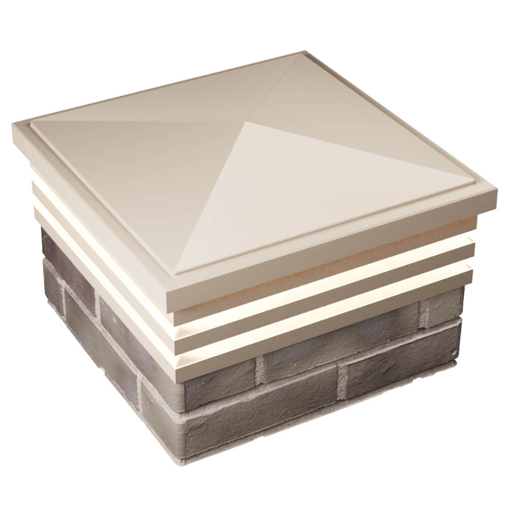 Колпак Zking Бона ХайТек Бежевый на столб 1.5х1.5 кирпича (385х385мм) с подсветкой в Пушкино фото