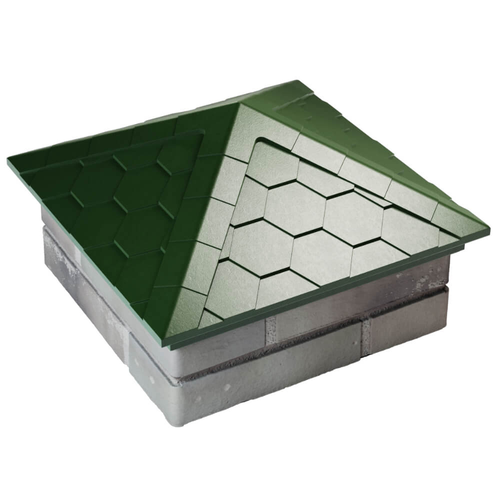 Колпак Zking Эверест Зеленый на столб 1.5х1.5 кирпича (390х390мм) в Пушкино фото