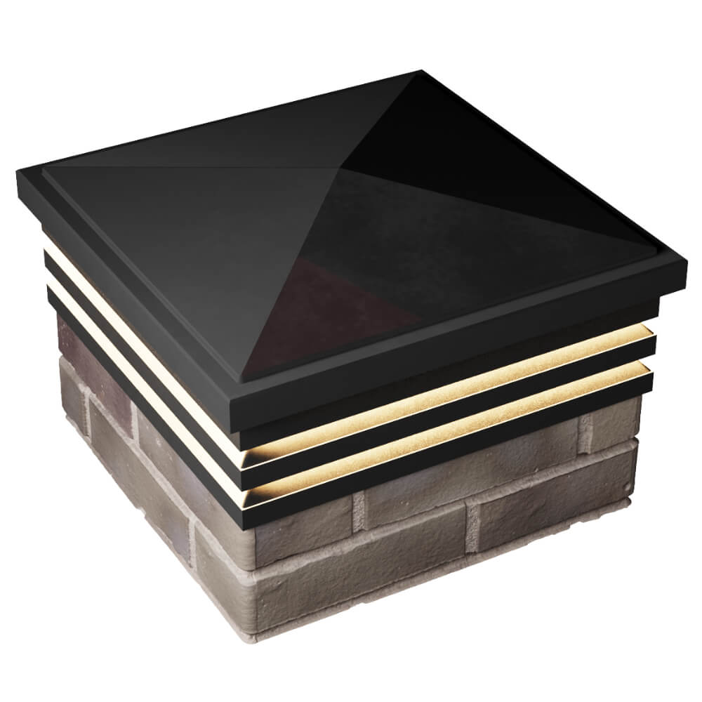 Колпак Zking Бона ХайТек Черный на столб 1.5х1.5 кирпича (385х385мм) с подсветкой в Пушкино фото