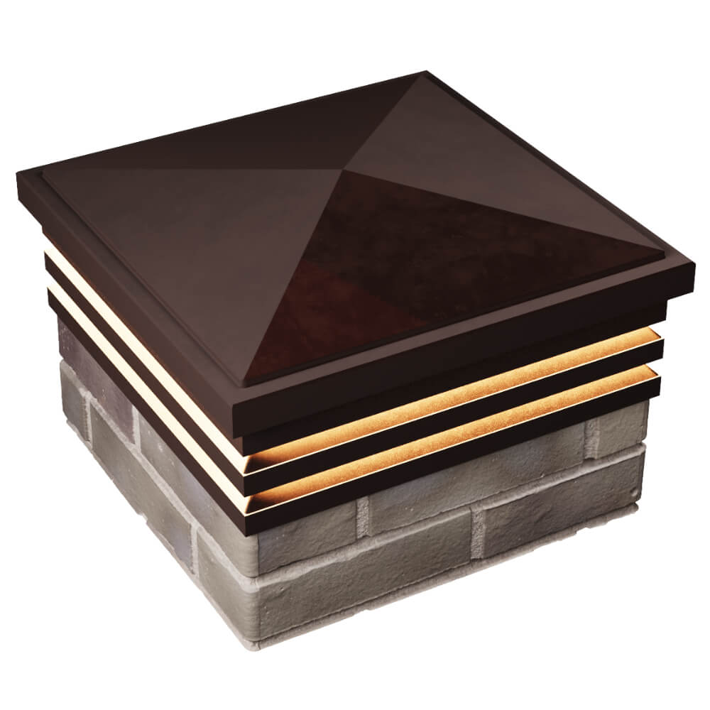 Колпак Zking Бона ХайТек Коричневый на столб 1.5х1.5 кирпича (385х385мм) с подсветкой в Пушкино фото