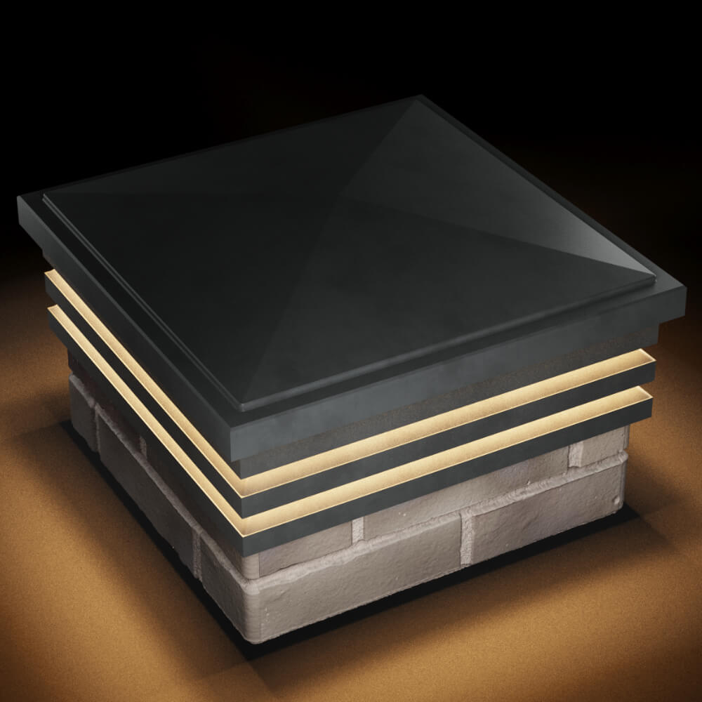 Колпак Zking Бона ХайТек Серый на столб 1.5х1.5 кирпича (385х385мм) с подсветкой в Пушкино фото