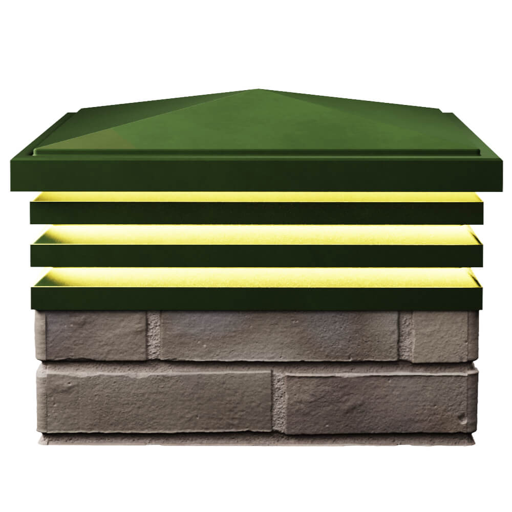 Колпак Zking Бона ХайТек Зеленый на столб 1.5х1.5 кирпича (385х385мм) с подсветкой в Пушкино фото