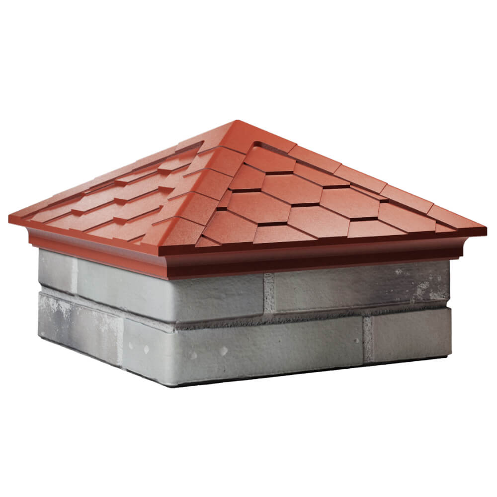 Колпак Zking Эверест Красный на столб 1.5х1.5 кирпича (390х390мм) в Пушкино фото