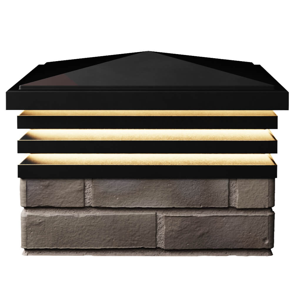 Колпак Zking Бона ХайТек Черный на столб 1.5х1.5 кирпича (385х385мм) с подсветкой в Пушкино фото