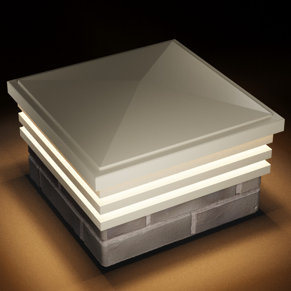 Колпак Zking Бона ХайТек Бежевый на столб 1.5х1.5 кирпича (385х385мм) с подсветкой в Пушкино фото