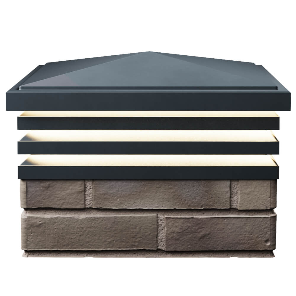 Колпак Zking Бона ХайТек Серый на столб 1.5х1.5 кирпича (385х385мм) с подсветкой в Пушкино фото