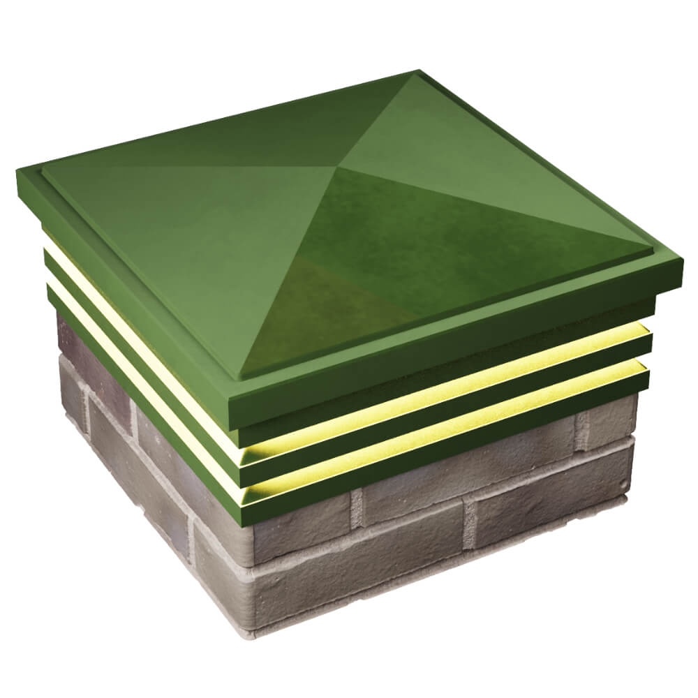 Колпак Zking Бона ХайТек Зеленый на столб 1.5х1.5 кирпича (385х385мм) с подсветкой в Пушкино фото