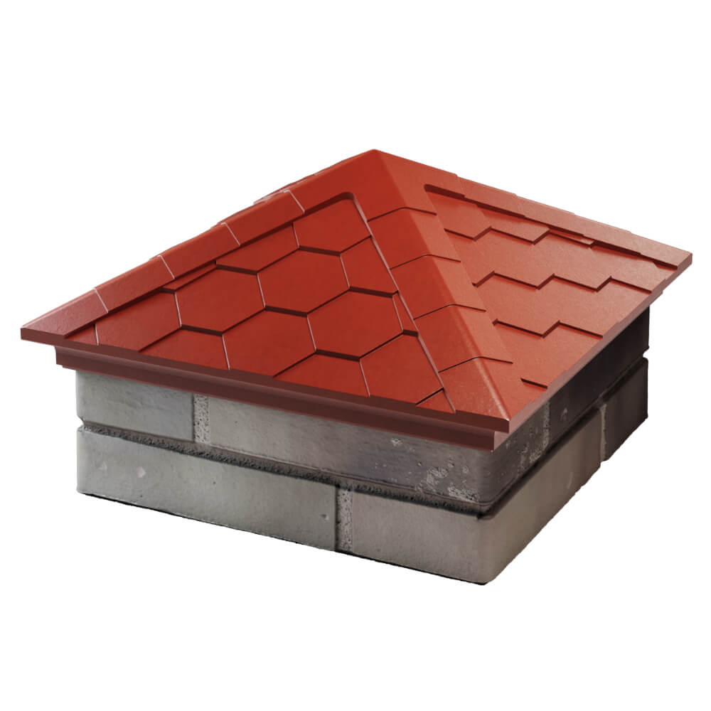 Колпак Zking Эверест Красный на столб 1.5х1.5 кирпича (390х390мм) в Пушкино фото