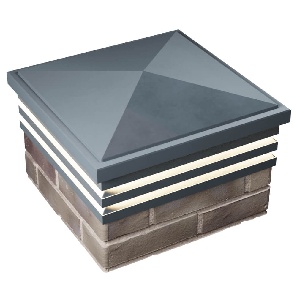 Колпак Zking Бона ХайТек Серый на столб 1.5х1.5 кирпича (385х385мм) с подсветкой в Пушкино фото