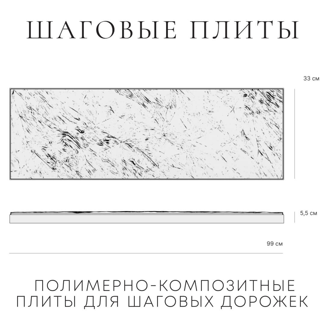 Шаговая плита STONE Графитовый Серый 990х330х55мм в Пушкино фото