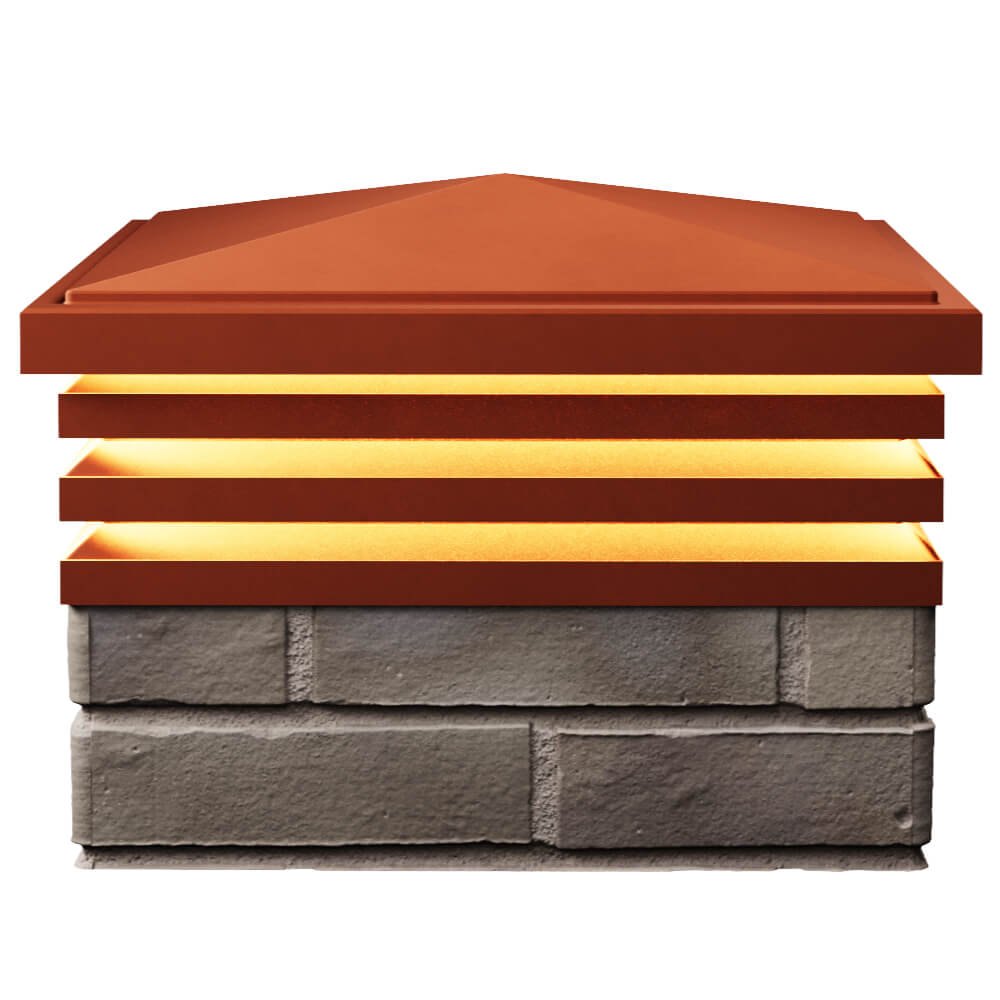 Колпак Zking Бона ХайТек Красный на столб 1.5х1.5 кирпича (385х385мм) с подсветкой в Пушкино фото