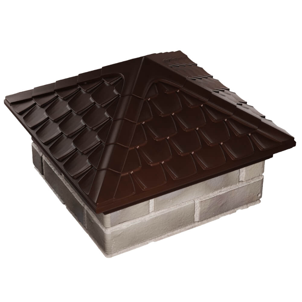 Колпак Zking Эльбрус Коричневый на столб 1.5х1.5 кирпича (385х385мм) в Пушкино фото