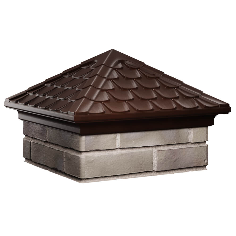 Колпак Zking Эльбрус Коричневый на столб 1.5х1.5 кирпича (385х385мм) в Пушкино фото