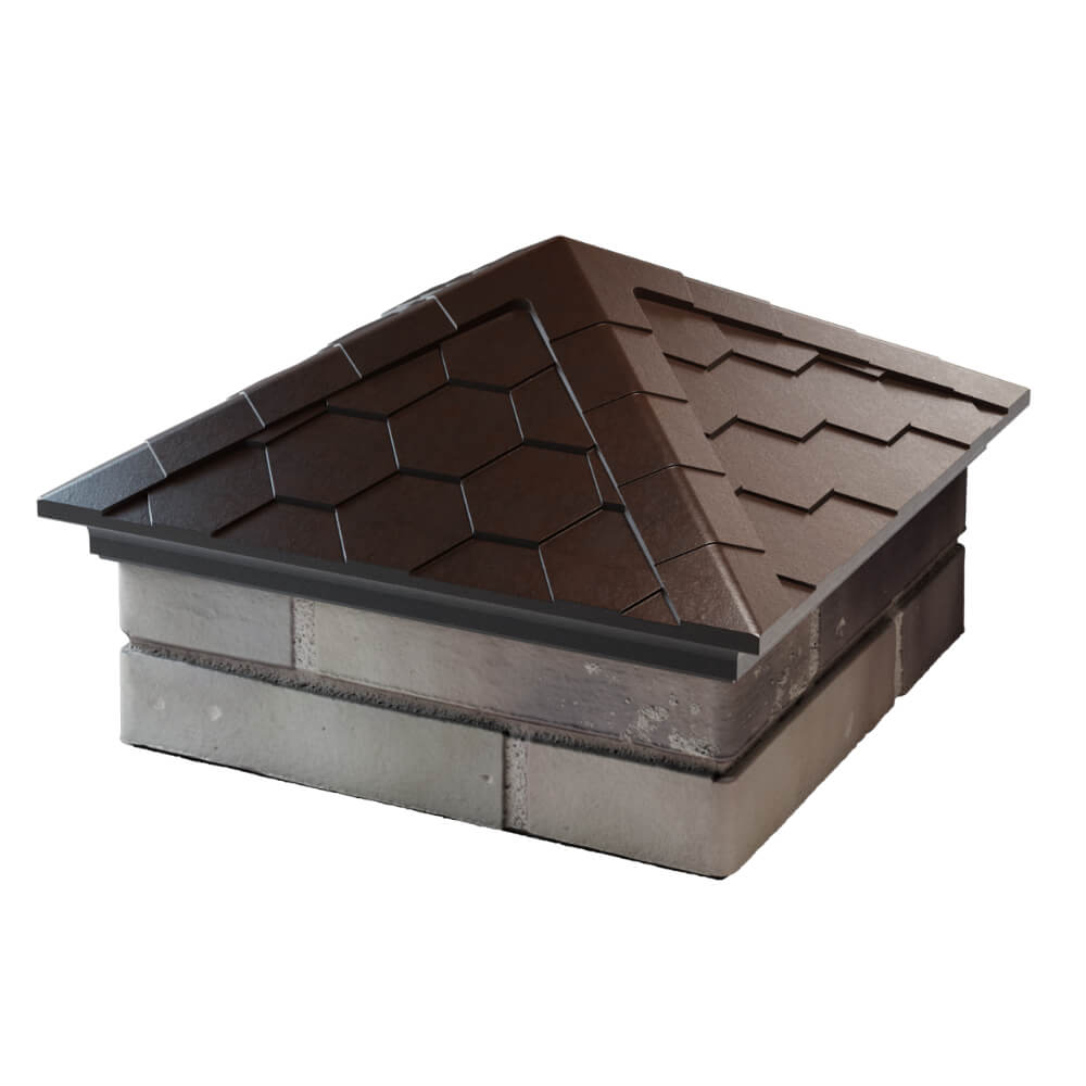 Колпак Zking Эверест Коричневый на столб 1.5х1.5 кирпича (390х390мм) в Пушкино фото