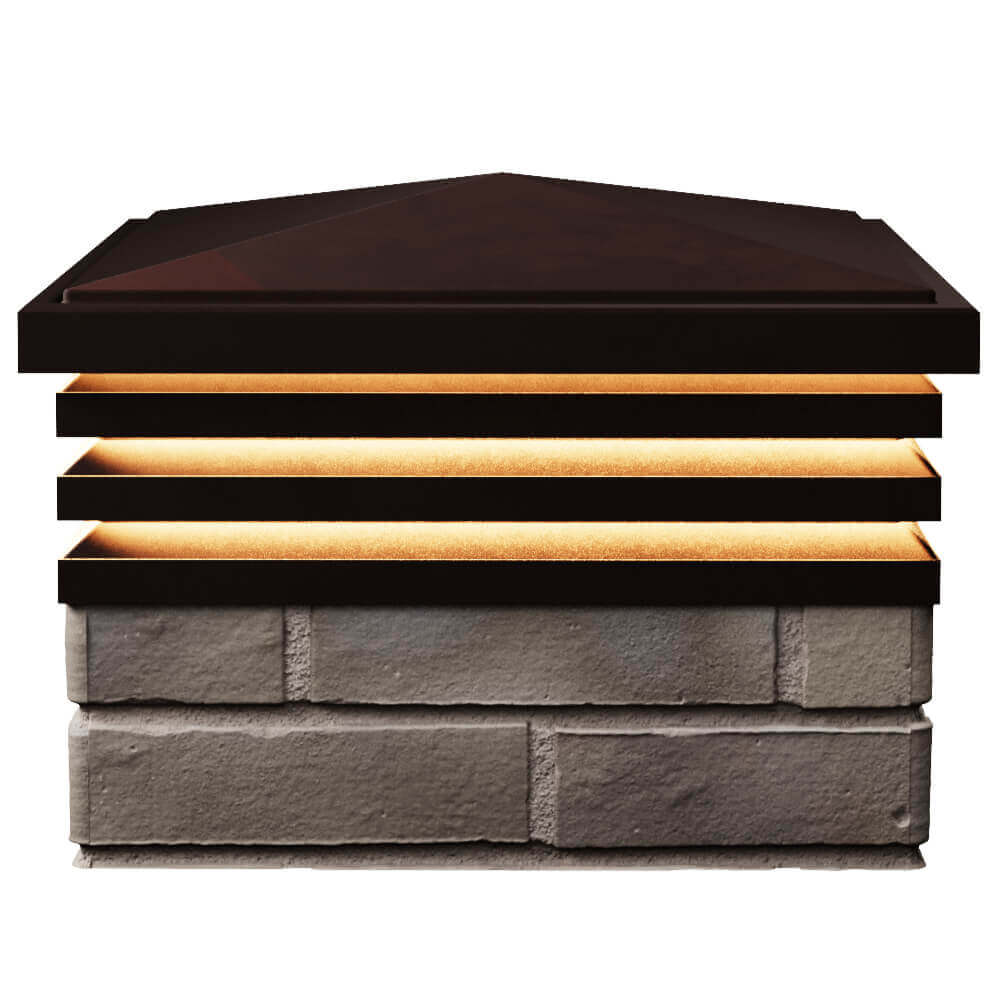 Колпак Zking Бона ХайТек Коричневый на столб 1.5х1.5 кирпича (385х385мм) с подсветкой в Пушкино фото